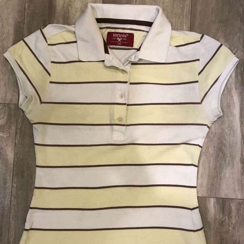 Yellow and White polo style shirt